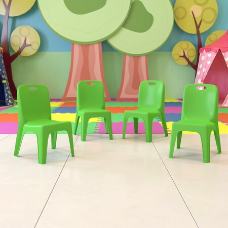 Flash Furniture Green Plastic School Chair-11"H Seat, PK4 4-YU-YCX4-011-GREEN-GG